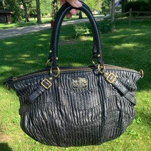 Coach Madison Gathered Leather Sophia Satchel – Black – F1082-15942